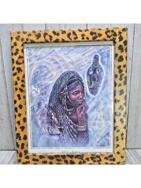 Vtg Art Print Framed Ageless Beauty Signed By Artist Jonnie K.C Chardonn 8"x10"